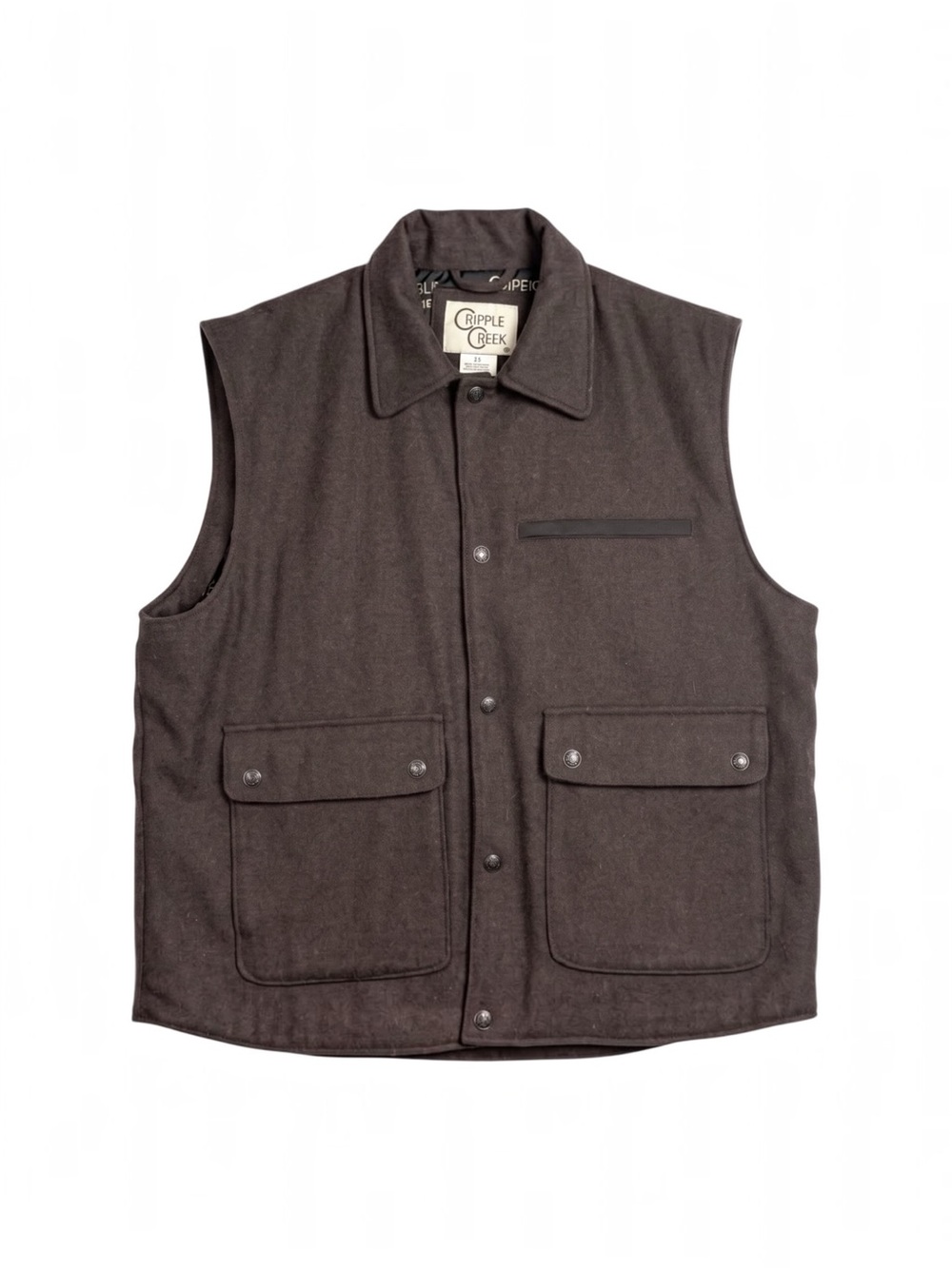 Cripple Creek Mens Vest XL Wool Blend Brown Full Button Pockets Collar XL